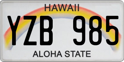 HI license plate YZB985