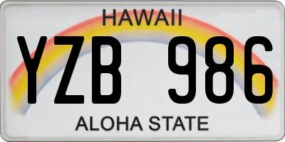 HI license plate YZB986