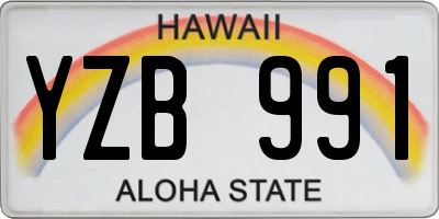 HI license plate YZB991