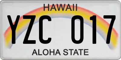 HI license plate YZC017