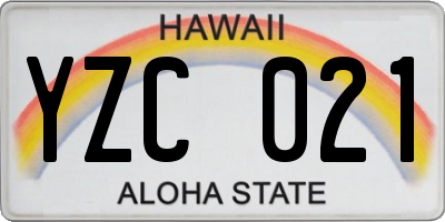 HI license plate YZC021