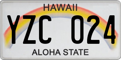 HI license plate YZC024