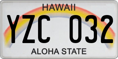 HI license plate YZC032