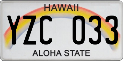 HI license plate YZC033