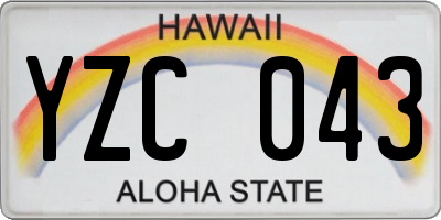HI license plate YZC043