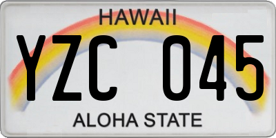 HI license plate YZC045