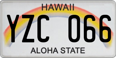 HI license plate YZC066