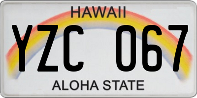 HI license plate YZC067