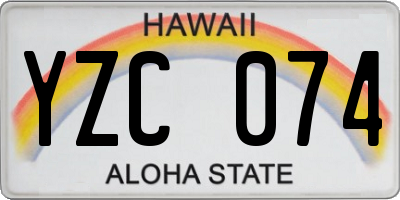 HI license plate YZC074