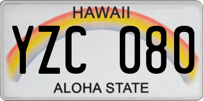 HI license plate YZC080