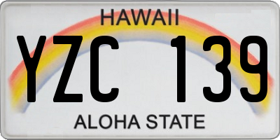 HI license plate YZC139