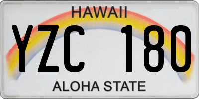 HI license plate YZC180