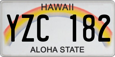 HI license plate YZC182
