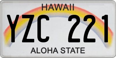 HI license plate YZC221