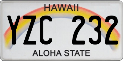 HI license plate YZC232