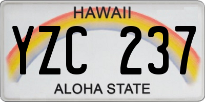 HI license plate YZC237
