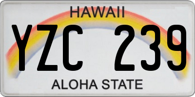 HI license plate YZC239