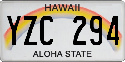 HI license plate YZC294