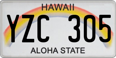 HI license plate YZC305