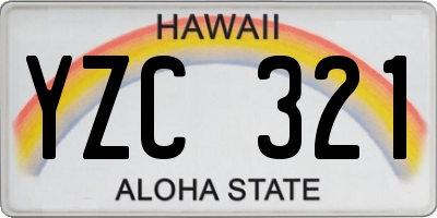 HI license plate YZC321
