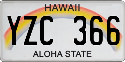 HI license plate YZC366