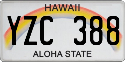 HI license plate YZC388