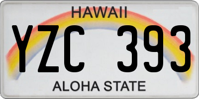 HI license plate YZC393