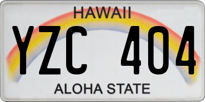 HI license plate YZC404