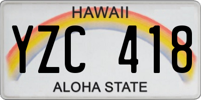 HI license plate YZC418