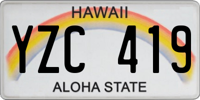 HI license plate YZC419