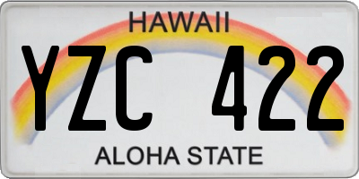 HI license plate YZC422