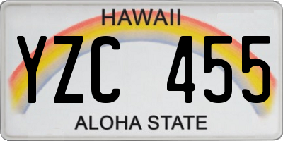 HI license plate YZC455