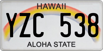 HI license plate YZC538