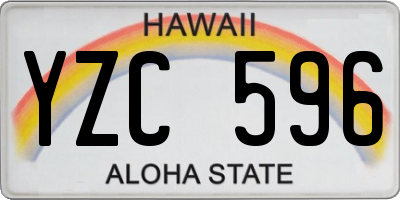 HI license plate YZC596