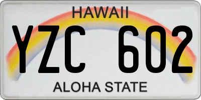 HI license plate YZC602