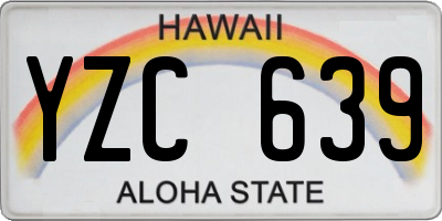 HI license plate YZC639