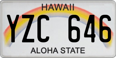 HI license plate YZC646