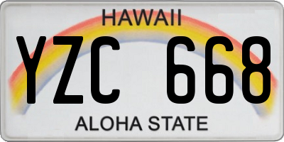 HI license plate YZC668