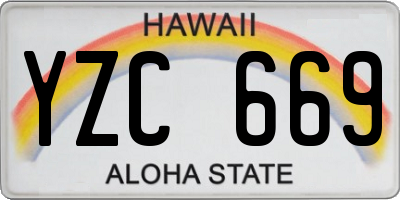 HI license plate YZC669