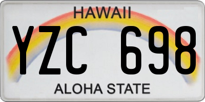 HI license plate YZC698