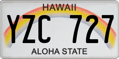 HI license plate YZC727