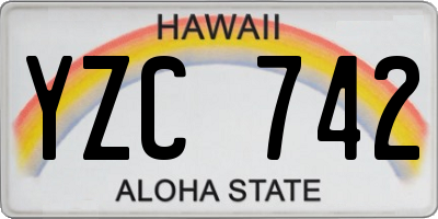 HI license plate YZC742