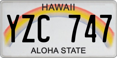 HI license plate YZC747