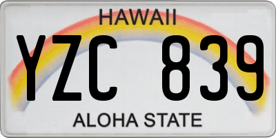 HI license plate YZC839