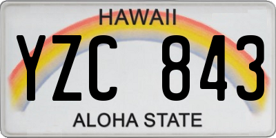 HI license plate YZC843