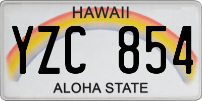 HI license plate YZC854