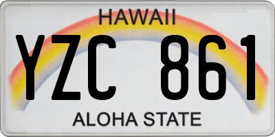 HI license plate YZC861
