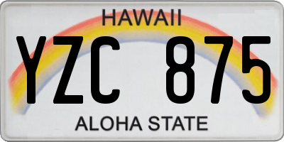 HI license plate YZC875