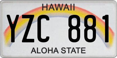 HI license plate YZC881