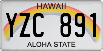 HI license plate YZC891